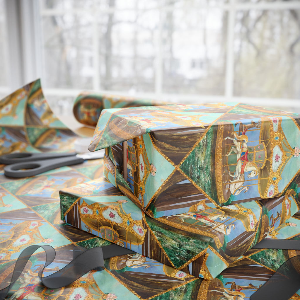 Victorian Carousel Gift Wrap — Vintage Merry-Go-Round Patterned Wrapping Paper
