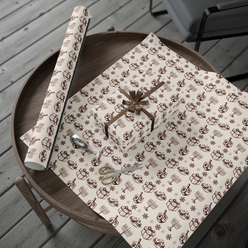 Vintage Hanukkah Gift Wrap — Dreidels, Menorahs & Presents Wrapping Paper