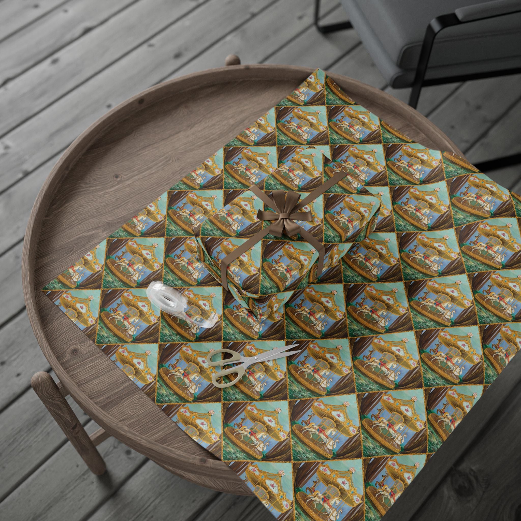 Victorian Carousel Gift Wrap — Vintage Merry-Go-Round Patterned Wrapping Paper