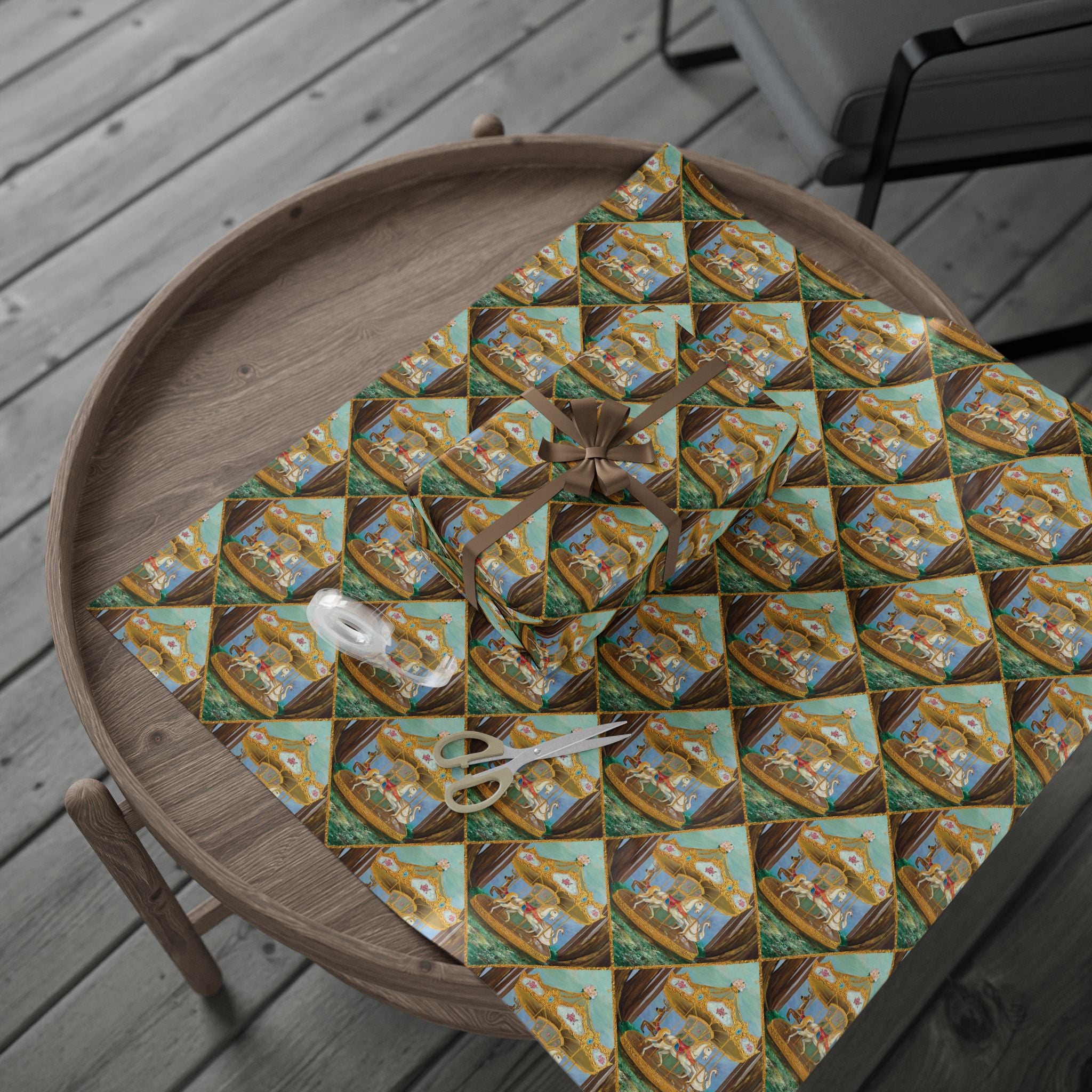Victorian Carousel Gift Wrap — Vintage Merry-Go-Round Patterned Wrapping Paper