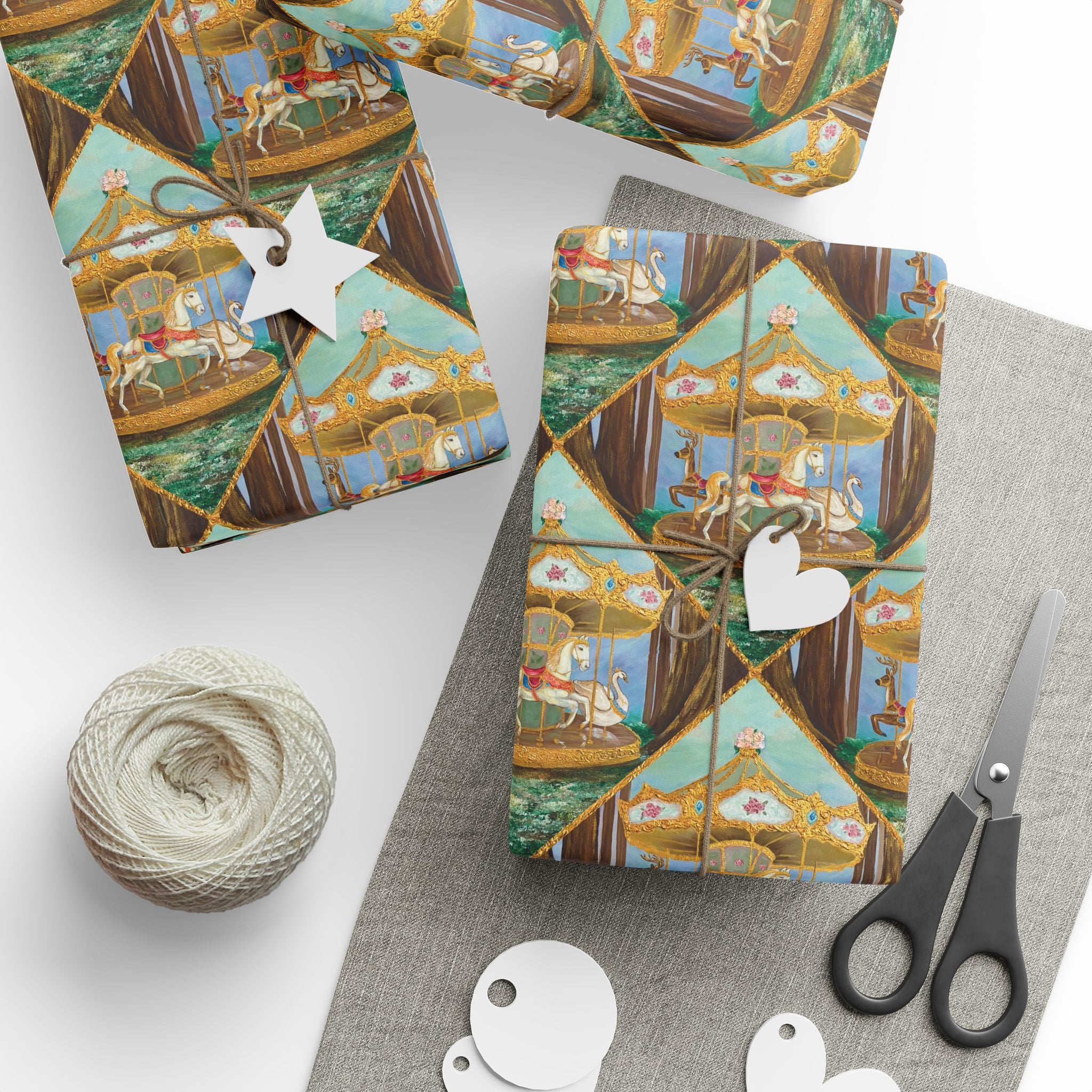 Victorian Carousel Gift Wrap — Vintage Merry-Go-Round Patterned Wrapping Paper