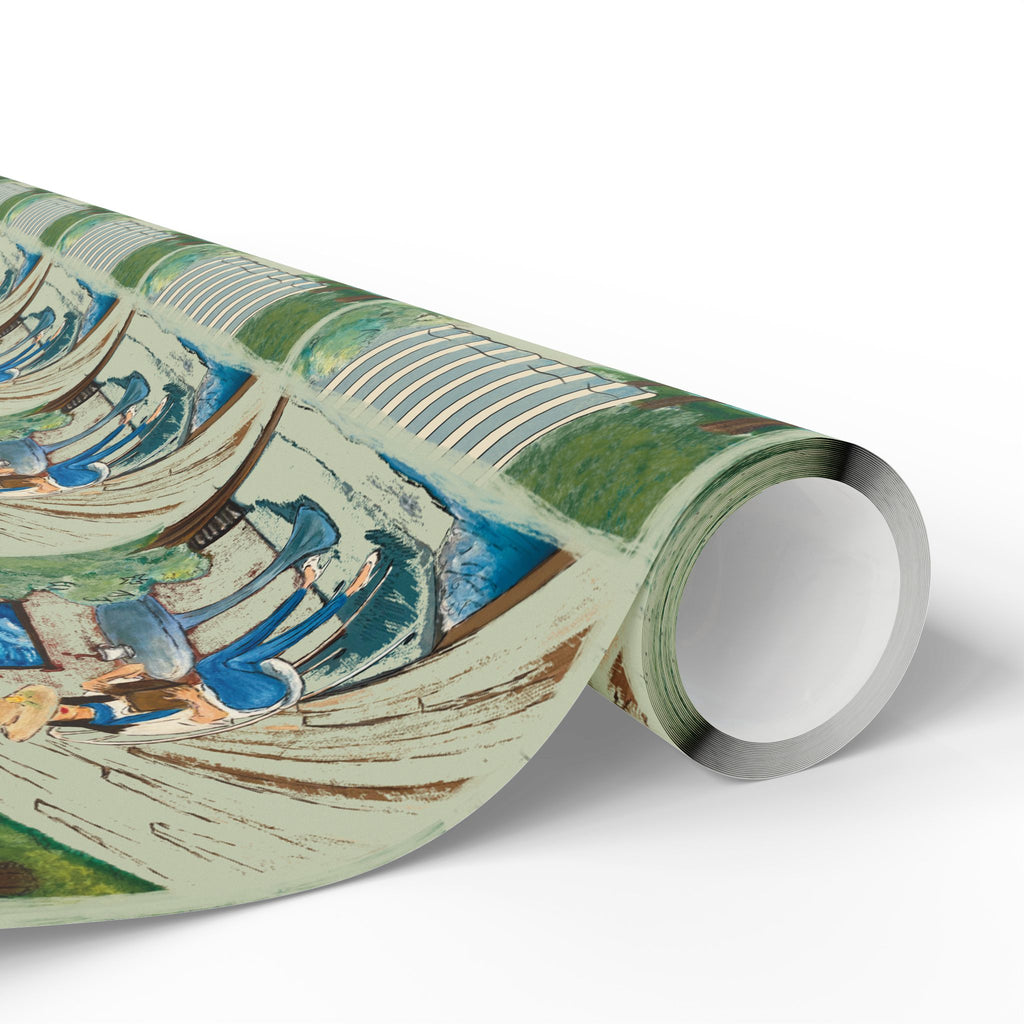 Countryside Cafe Wrapping Paper — Coastal Porch Pattern Gift Wrap (Beach House, Vacation Theme)