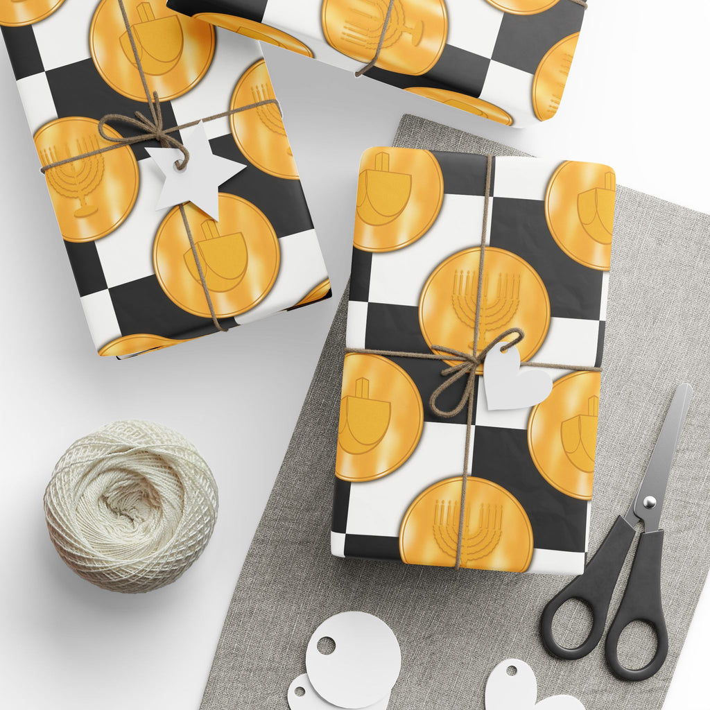 Gelt on the Kitchen Floor | Hanukkah Wrapping Paper