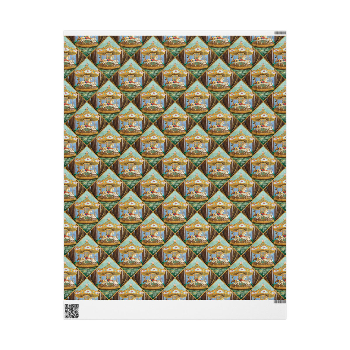 Victorian Carousel Gift Wrap, Painted Vintage Carousel Patterned Wrapping Paper