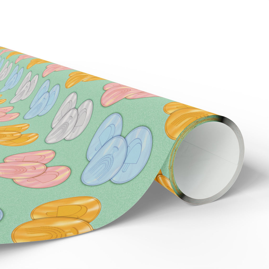 Pastel Green Hanukkah Gelt Pattern Wrapping Paper — Pink and Green Gift Wrap