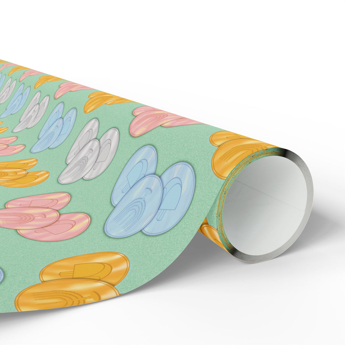 Pastel Green Hanukkah Gelt Pattern Wrapping Paper — Pink and Green Gift Wrap