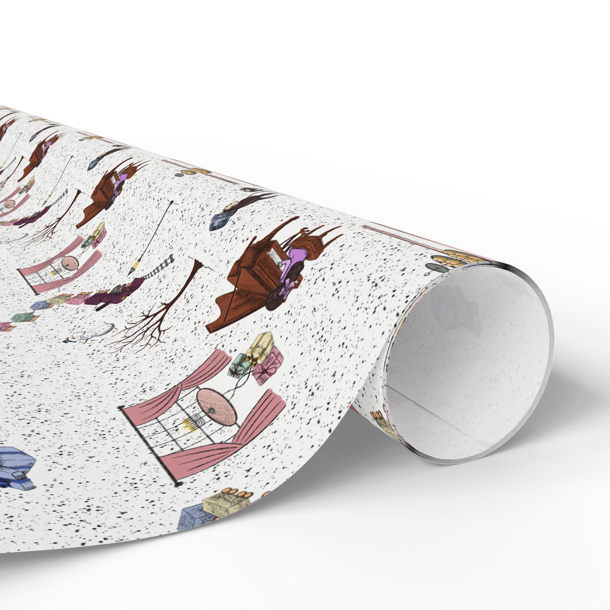 Awaiting Guests, Hanukkah Wrapping Paper Whimsical Family Scene, Colorful Gift Wrap
