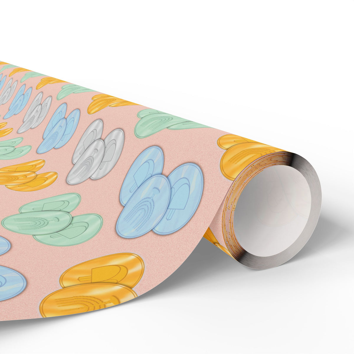 Pastel Pink Hanukkah Wrapping Paper, Hanukkah Gelt with Menorah & Dreidels