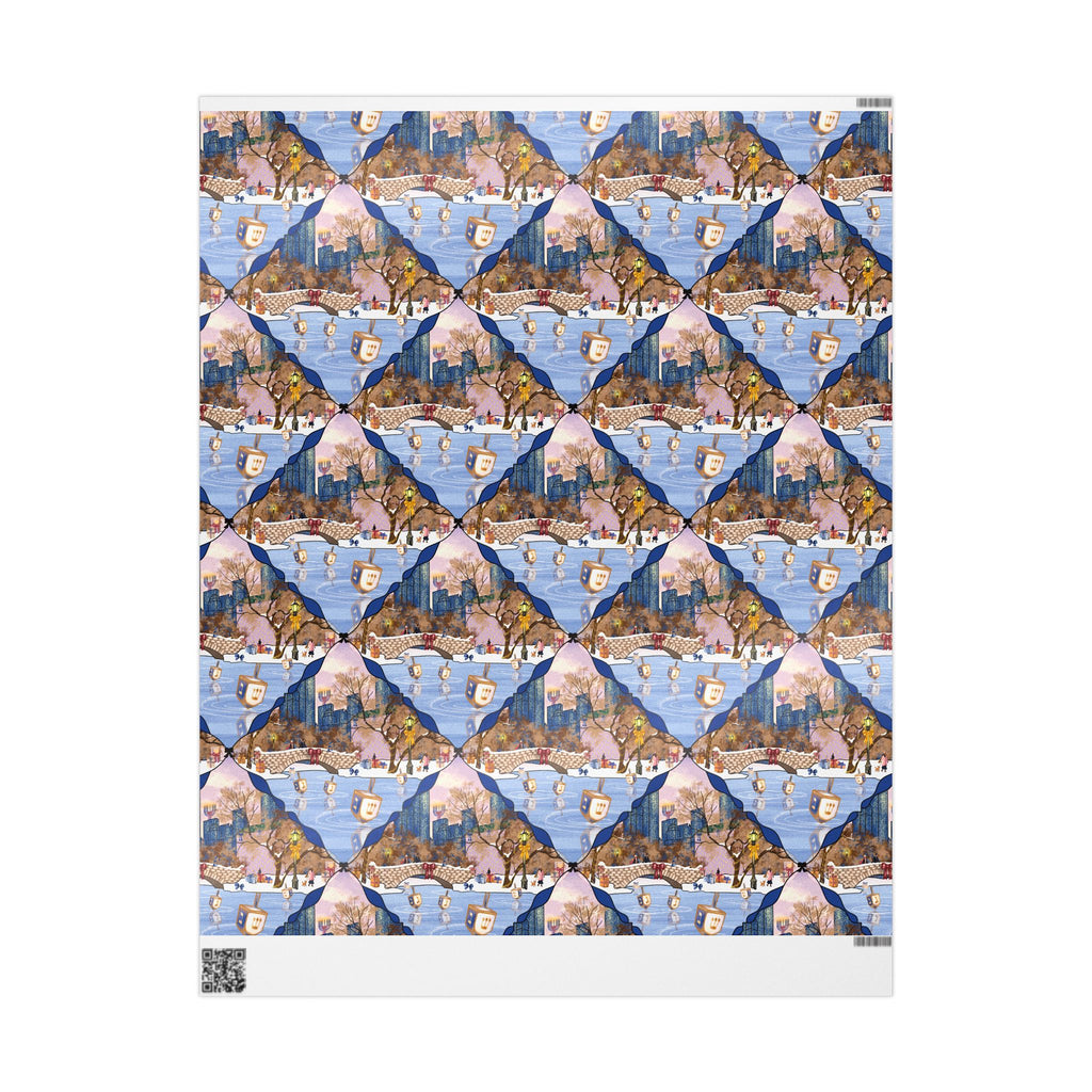 Dreidels on Ice | Hanukkah in New York Wrapping Paper