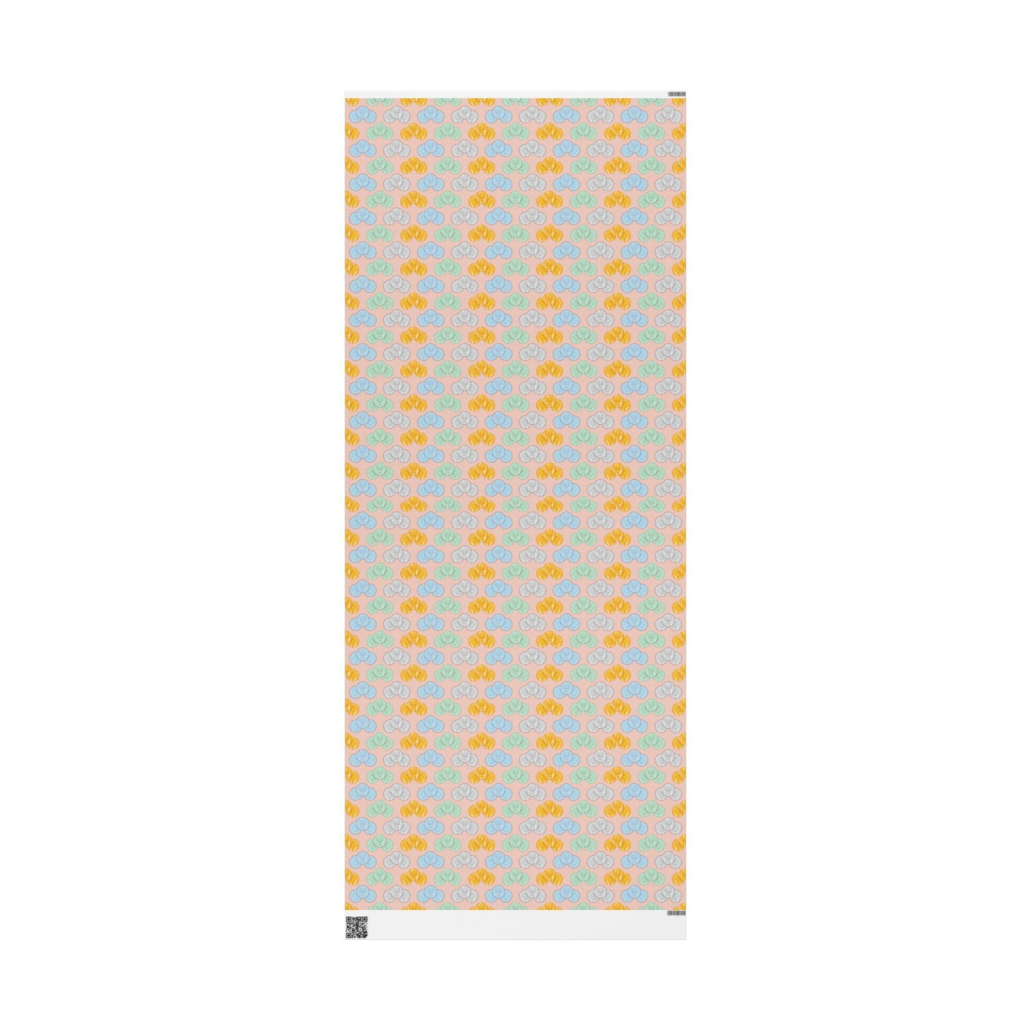 Pastel Pink Hanukkah Wrapping Paper, Hanukkah Gelt with Menorah & Dreidels