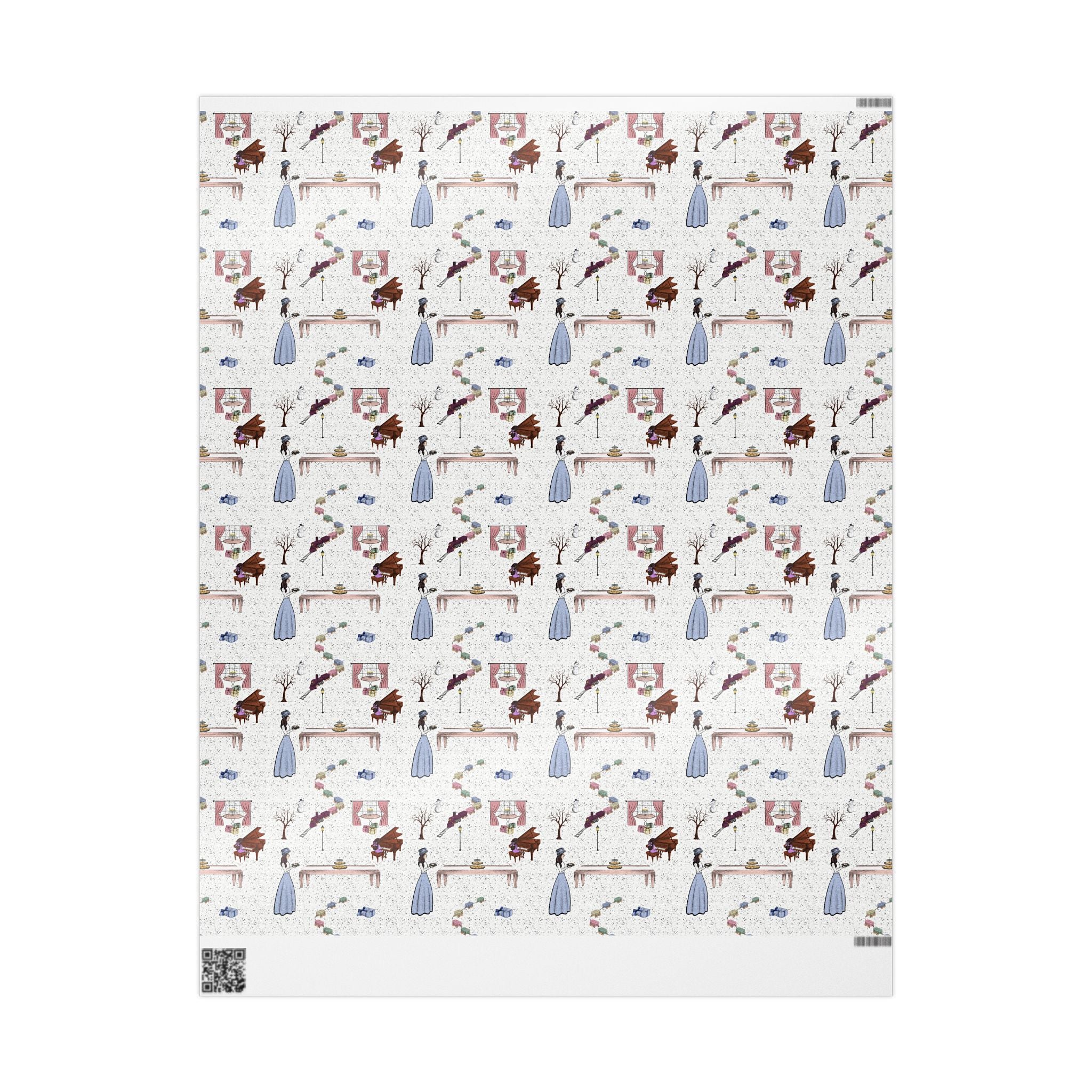 Hanukkah Wrapping Paper – Whimsical Family Scene Gift Wrap “Awaiting Guests”