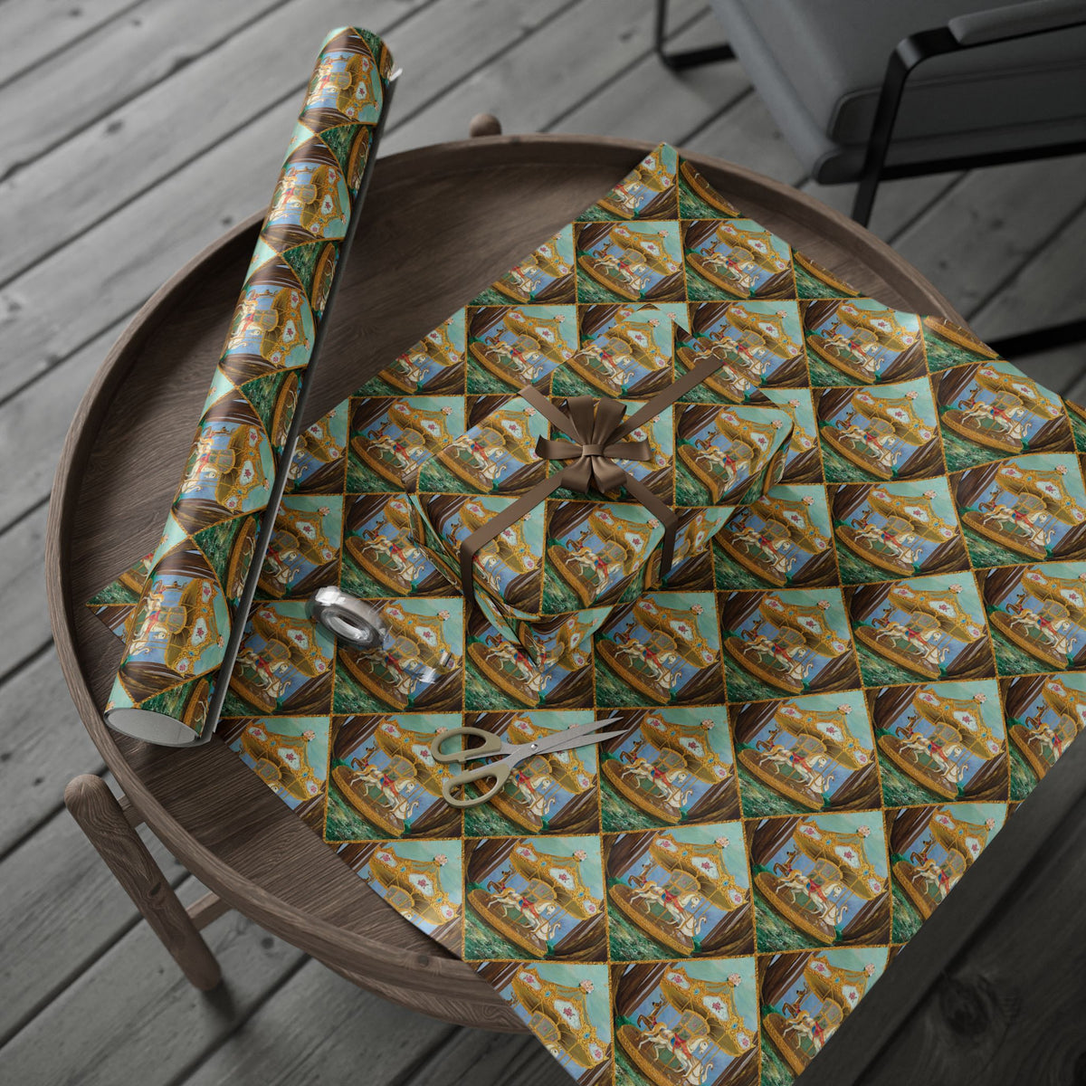 Victorian Carousel Gift Wrap, Painted Vintage Carousel Patterned Wrapping Paper