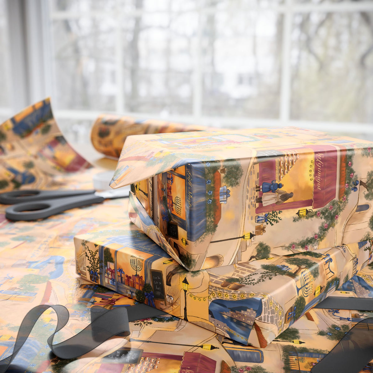 Hanukkah in Italy | Storytelling Hanukkah Wrapping Paper
