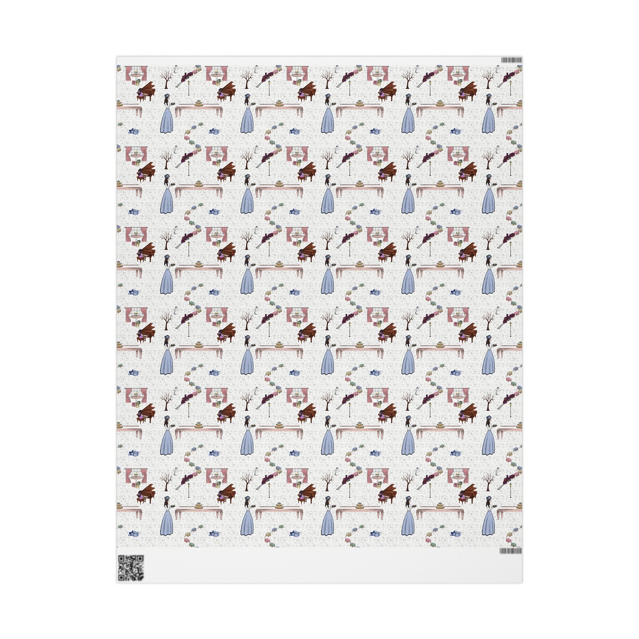 Hanukkah Wrapping Paper – Whimsical Family Scene Gift Wrap “Awaiting Guests”