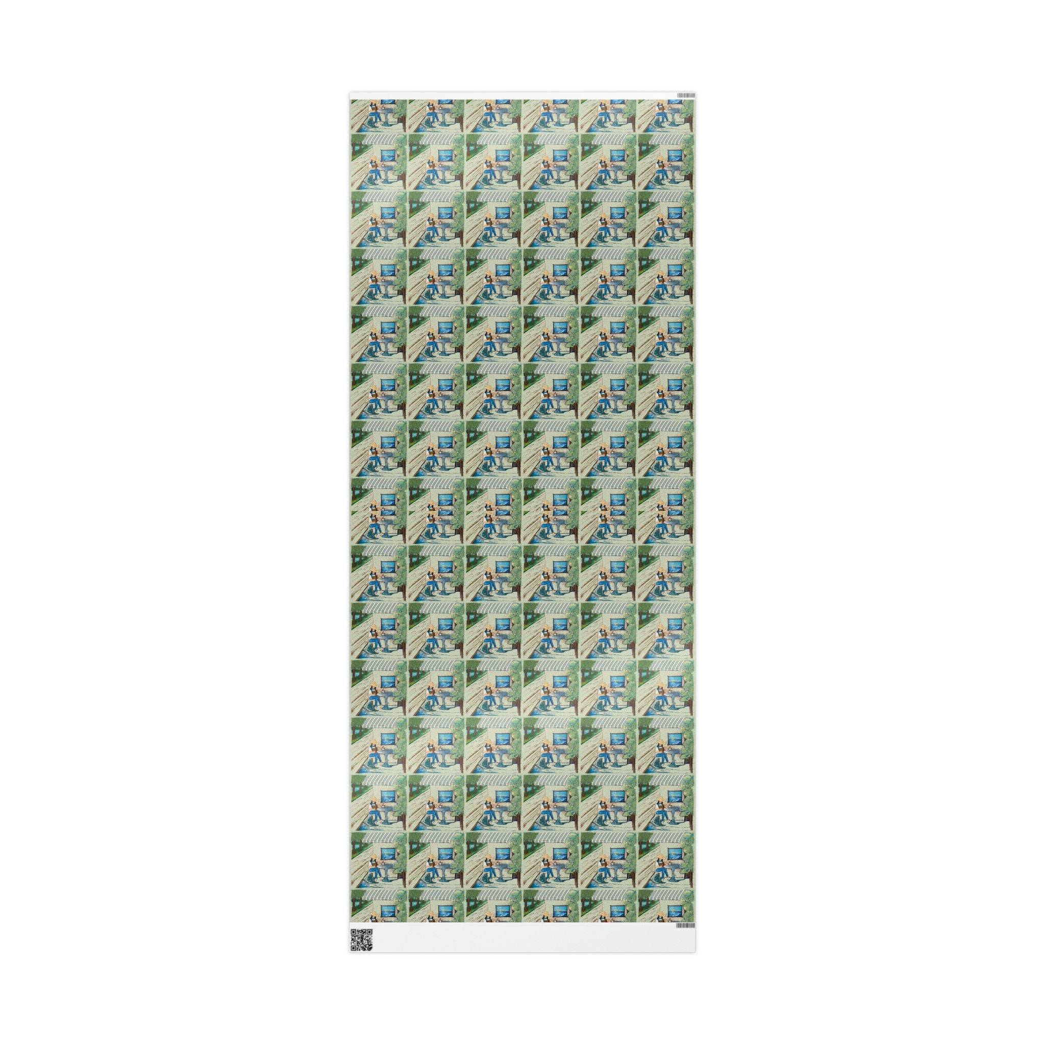 Countryside Cafe Wrapping Paper — Coastal Porch Pattern Gift Wrap (Beach House, Vacation Theme)