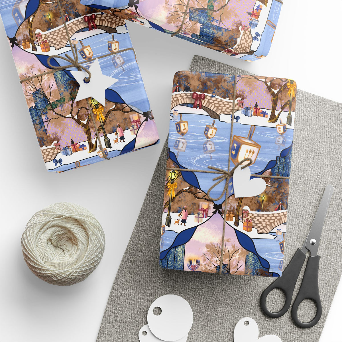 Dreidels on Ice | Hanukkah in New York Wrapping Paper