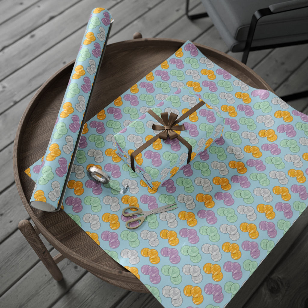 Pastel Blue Hanukkah Gelt Wrapping Paper - Blue and Purple Menorah & Dreidel Design Gift Wrap