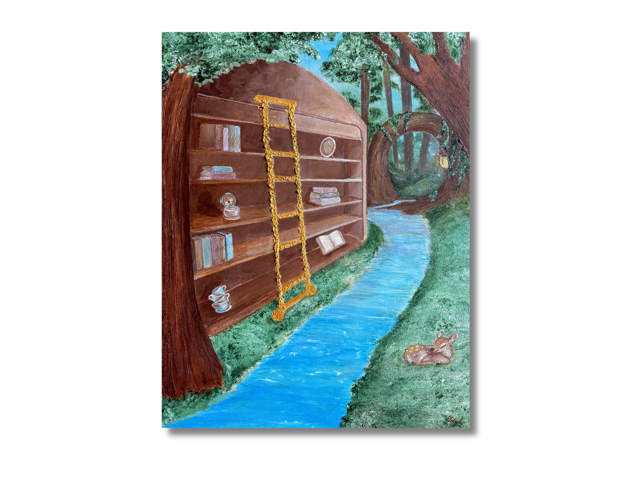 "The Hidden Library" Acrylic on Canvas, 18"by 14"