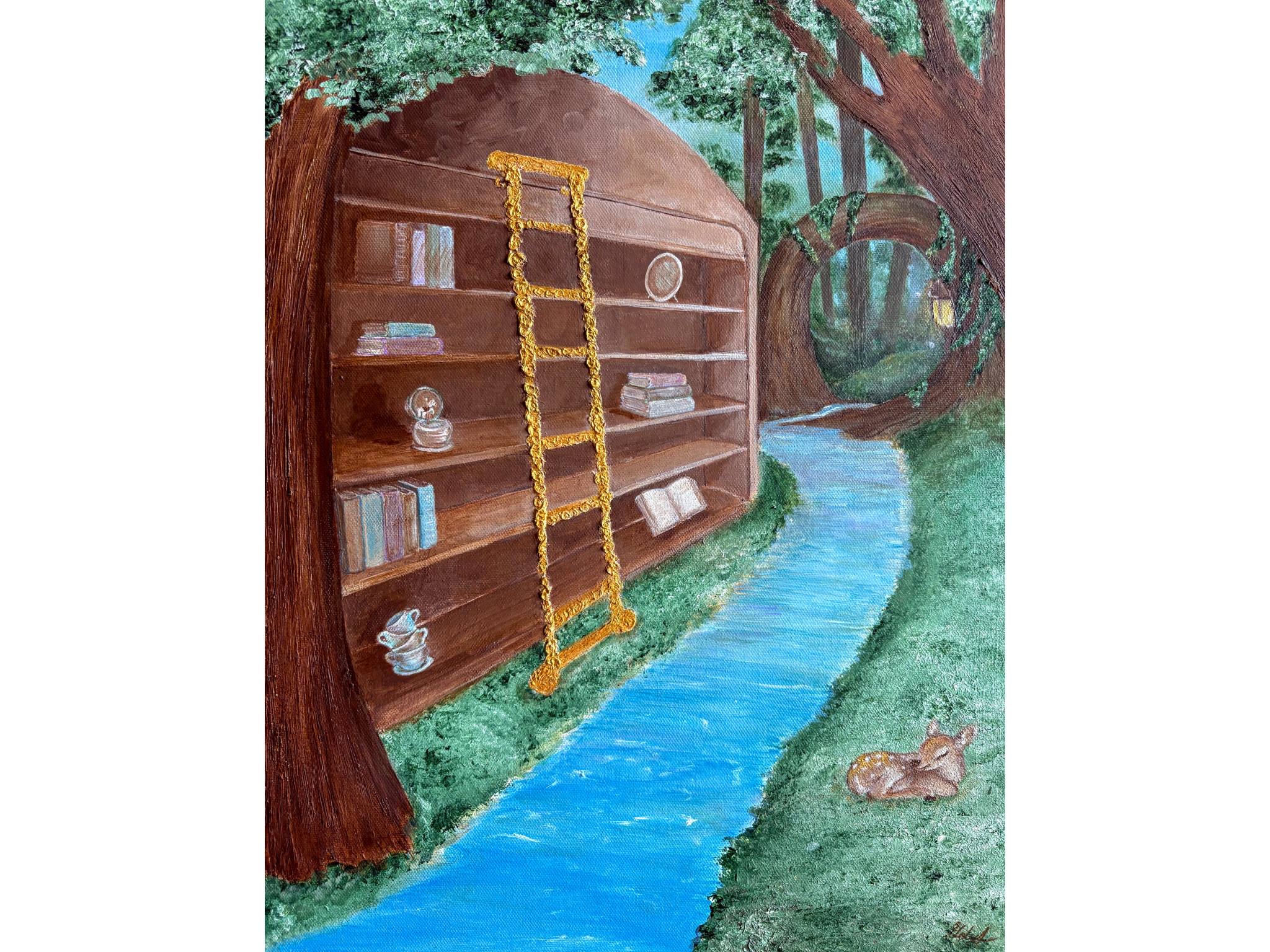 "The Hidden Library" Acrylic on Canvas, 18"by 14"