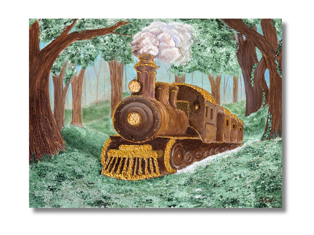 "Choo Choo Train" Acrylic on Canvas, 12"by 16"