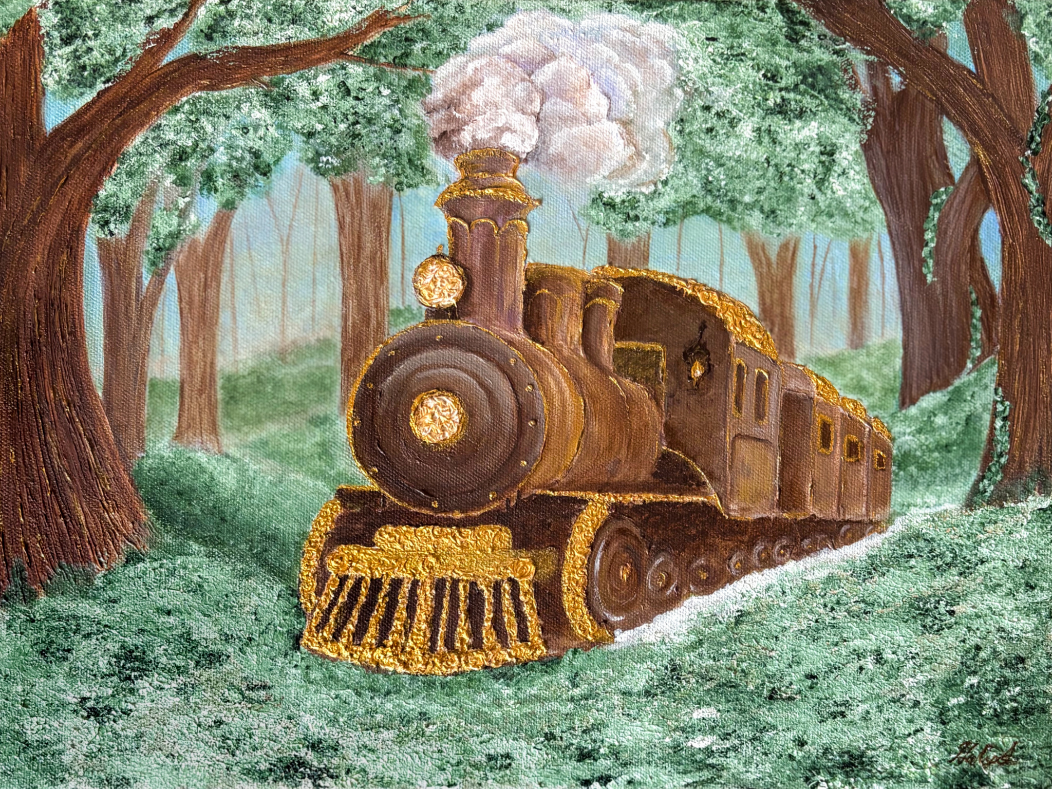 "Choo Choo Train" Acrylic on Canvas, 12"by 16"