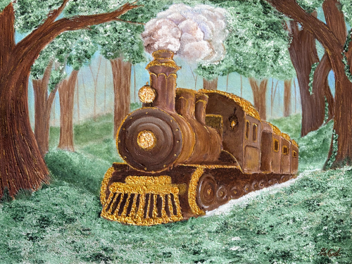 "Choo Choo Train" Acrylic on Canvas, 12"by 16"